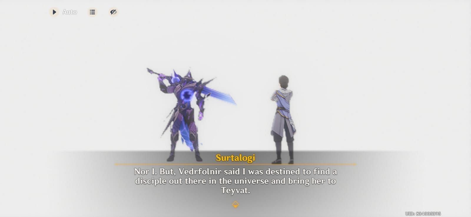 Surtalogi talking about Vedrfolnir's prophecy (Image via HoYoverse)